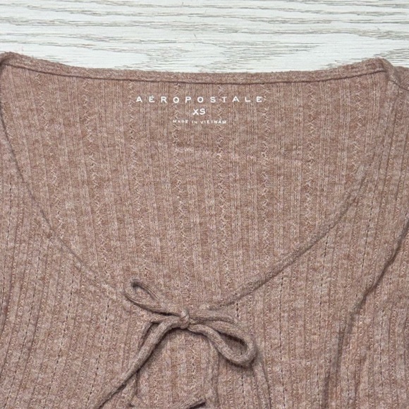Aeropostale Brown Ribbed Tie-Front Top - Picture 2 of 2